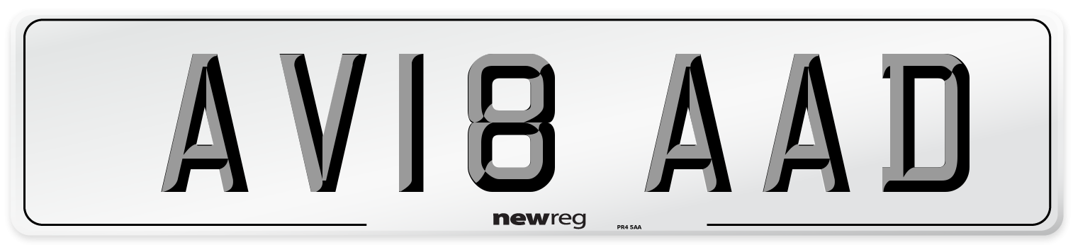 AV18 AAD Number Plate from New Reg